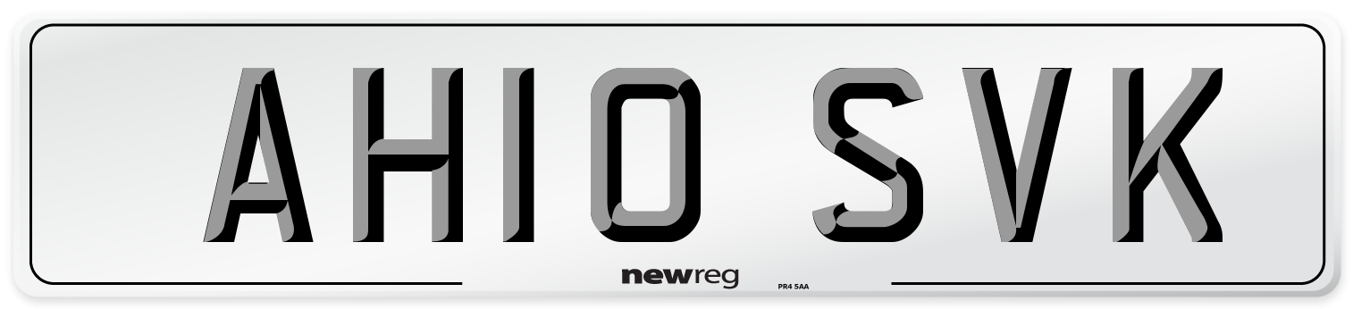 AH10 SVK Number Plate from New Reg